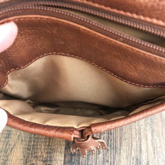 Osgoode Marley Crossbody Bag Leather Fringe Detail Exterior Zipper Pockets Brown - Picture 7 of 16